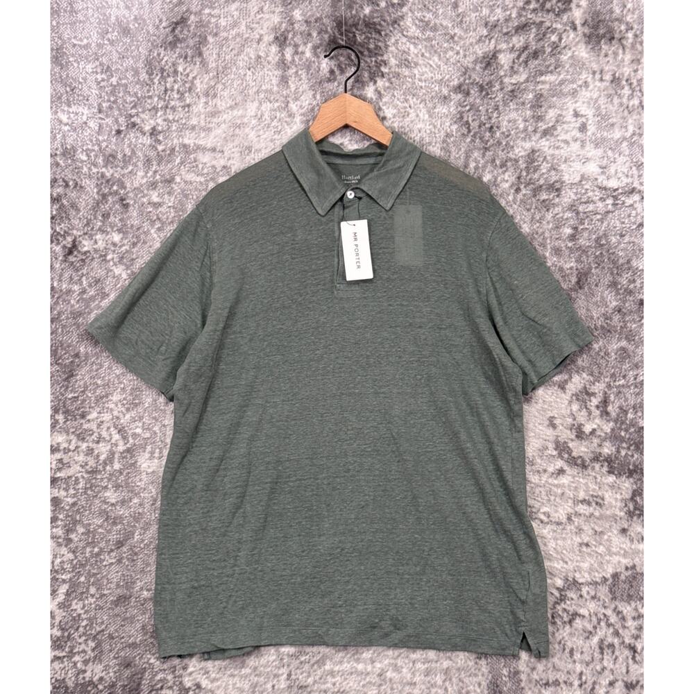 New Hartford Polo Shirt XL Mens Green Linen Short Sleeve